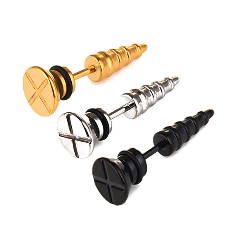 

Stainless Steel Screw Spike Stud Earring Piercing Ear Rings for Women Men Hip Hop Puncture Fashion Body Jewelry