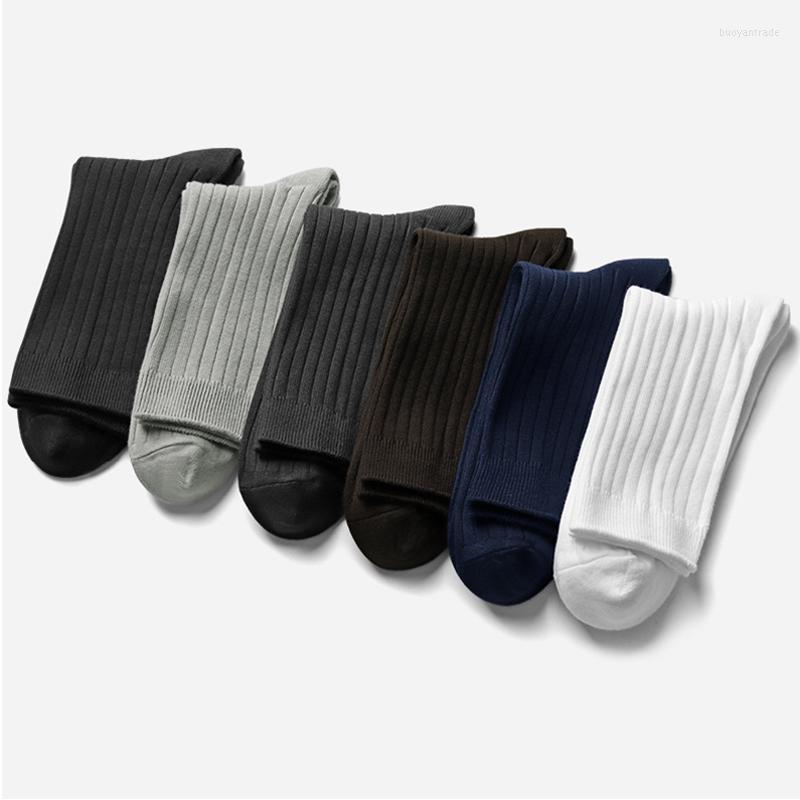 

Men's Socks Fashion 95% Cotton Men's Antibacterial Long Man Solid Stripe Male High Quality Business Casual Calcetines, White