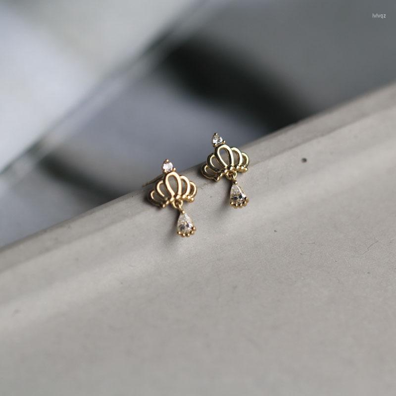 

Stud Earrings CMajor 9K Solid Gold Earring Fashion Temperament Delicate Hollow Princess Crown Minimal Simple Gift For Women