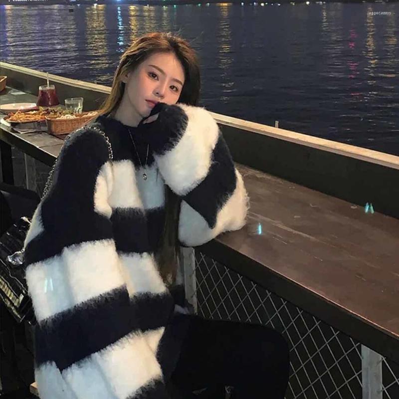 

Women's Sweaters Korean Women Pullovers Striped Lazy Spring Autumn 2022 Loose Design Sense Niche Knitted Sweater Fashion Clothing, Photo color