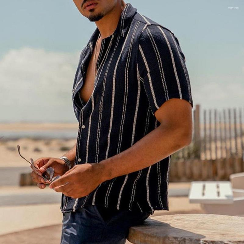 

Men's Casual Shirts Fashion Summer Shirt Handsome Good-looking Thin Turn-Down Collar Single-Breasted Tops, Black