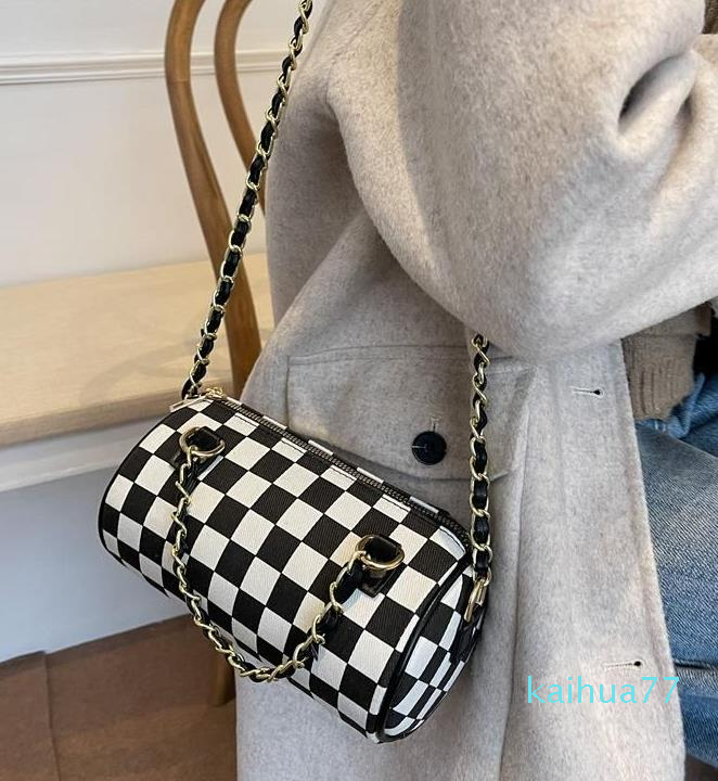 

Designer -Evening Bags Ladies Retro Duffel Bag Designer Checkerboard Shoulder Chain Crossbody Famale Diamond Pattern Handbags Women Satchels