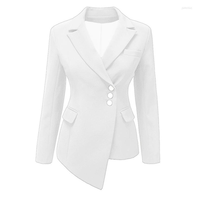 

Women' Suits 2022 Women Lapel Blazers Coat Solid Long Sleeve Single Breasted Office Lady Pocket Cotton Asymmetry Thin Casual Suit Blazer, Black