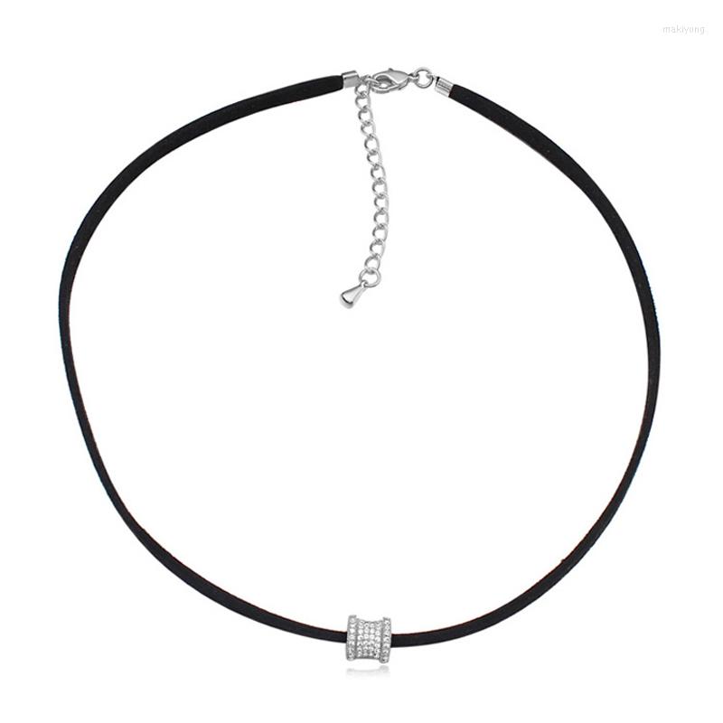 

Choker 11.11 Sale Collier Bijoux Femme Collares Micro Paved With Cubic Zircon Black Leather Chocker Necklace Women Fashion Jewelery