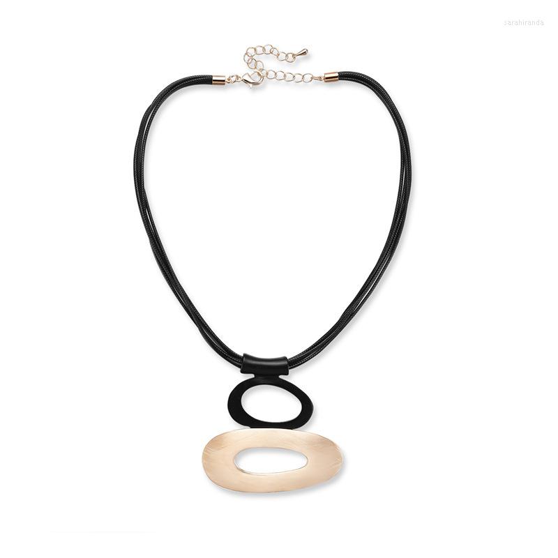 

Choker Fashion Unique Alloy Pendants Necklaces Woman Leather Chain Collar Geometric Hollow Punk Necklace Women Summer Jewelry