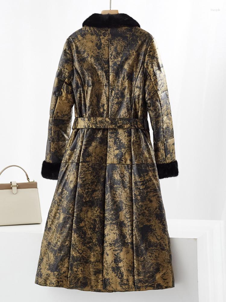 

Women's Leather 2022 Genuine Jacket Winter Women Collar Down Jackets For 300% Real Sheepskin Coat MY4062, Mixed