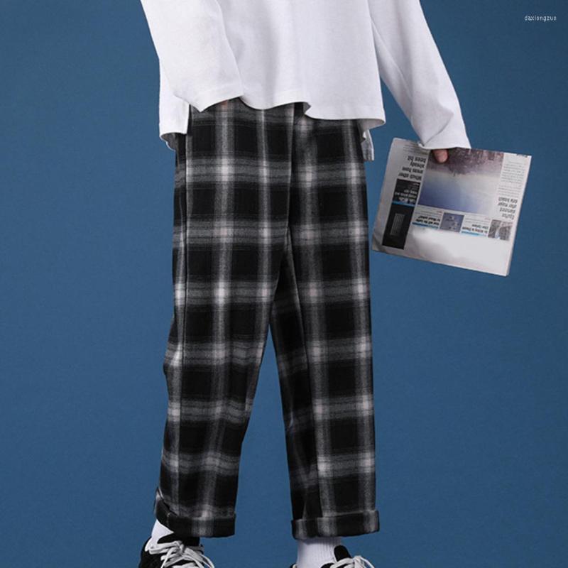 

Men's Pants Trendy Summer Breathable Student Elastic Waist Simple Men Trousers Long, Black