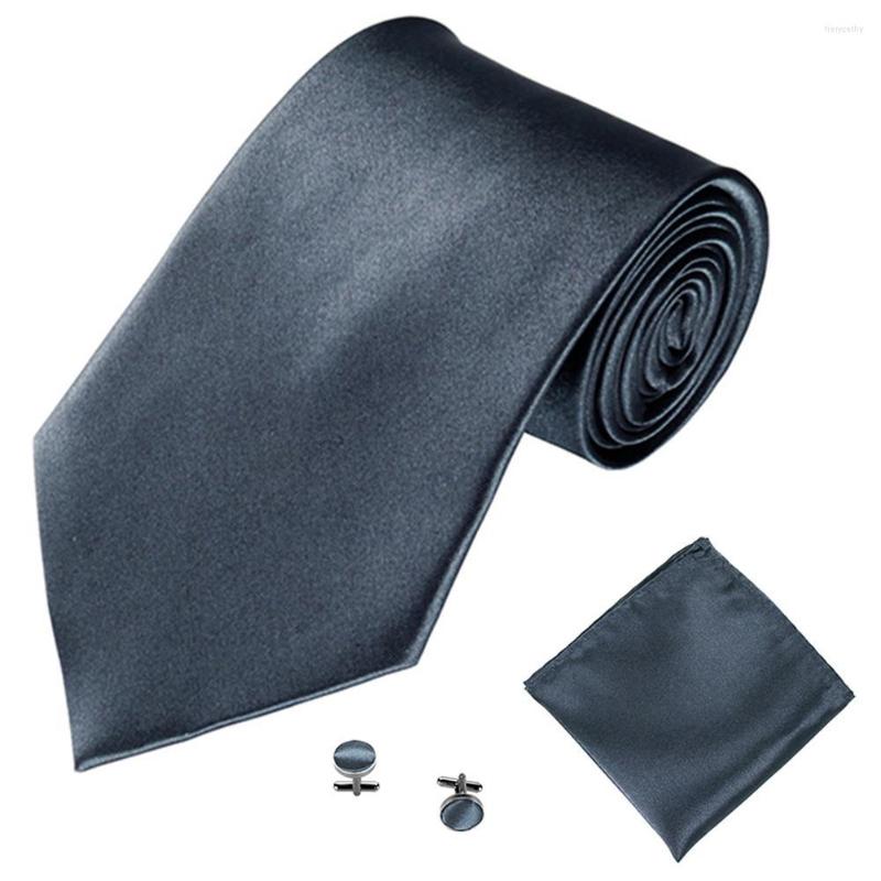 

Bow Ties Luxury Men's Neck Tie Fashion Solid Color Suits Necktie Cufflinks Hanky Set Suit Business Meeting Neckties Accessories