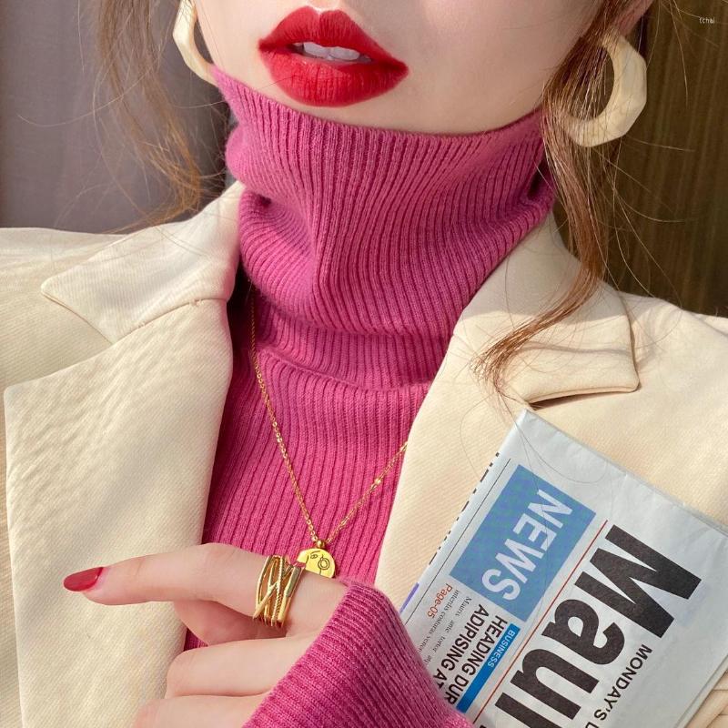 

Women' Sweaters Woman Chandails Women' Turtleneck Sweater Fall/Winter -Selling Knitted Inner Match Top Pile Collar, 626-white