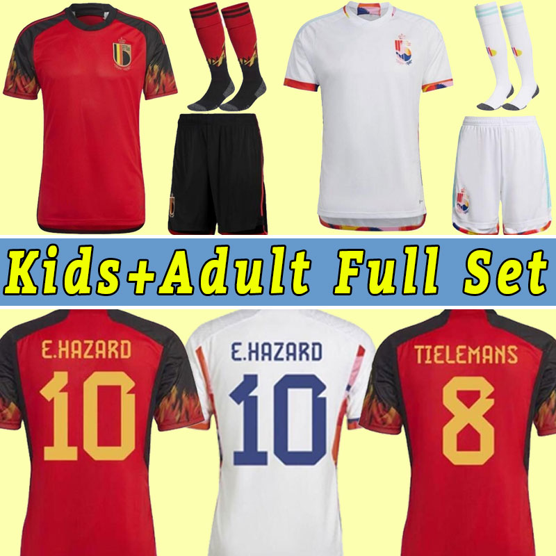 

Men KIDS 2022 Belgium national team Soccer Jersey hazard COURTOIS LUKAKU TIELEMANS 22 23 Michy Batshuayi Kevin De Bruyne KOMPANY ADULT Child full KIT, Home