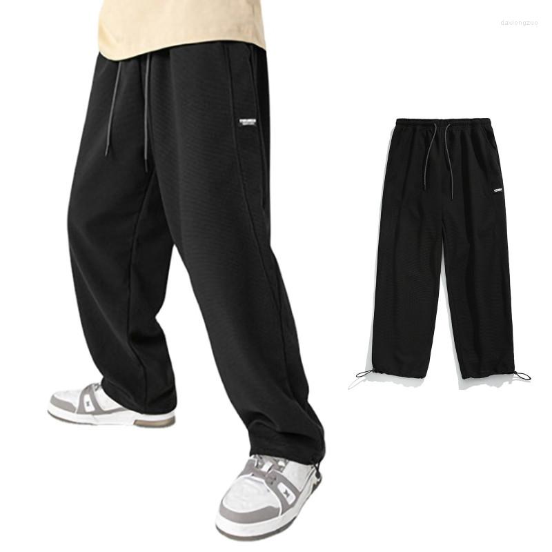 

Men' Pants Spring Men Loose Straight Drawstring Fashion Wild Sports Casual Joggers High Quality Men' Clothing Streetwear, Black