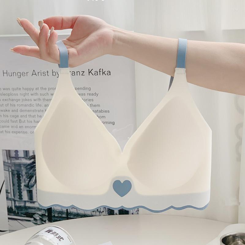 

Bras Seamless For Women Push Up Bra Invisible Underwear Comfy Bralette Top Wire Free Brassiere Deep V Neck Sexy Lingerie, Heart style pink