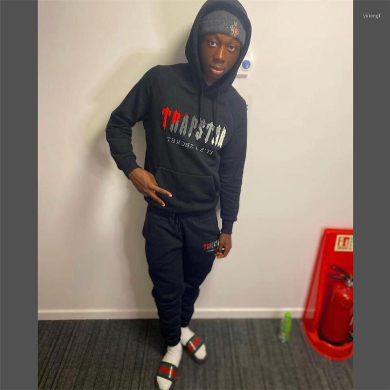 

Men' Tracksuits Cotton Trapstar Embroidery Gym Tracksuit Men Women Hoodies Sportpants 2 Piece Sets Sports Fitness Training Suits Sudadera, Black