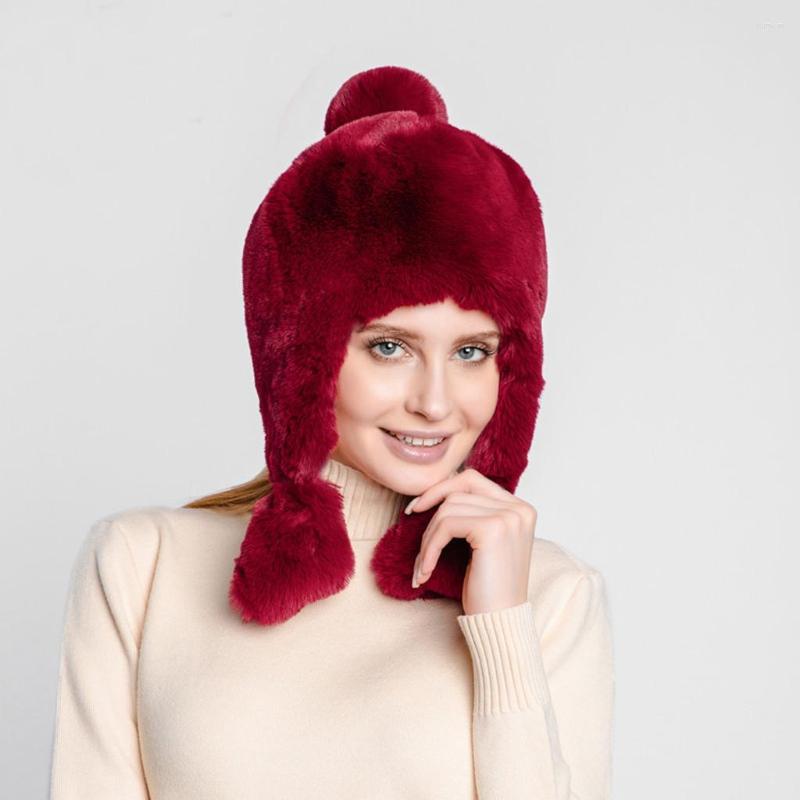 

Ball Caps Winter H Protectors Hat Thick Ear Warm Fake Ladies Baseball, White