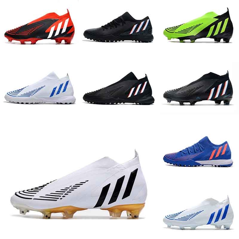 Women football shoes 2022 new Predator Edge FG 22 Silver-Black Sharp Blade Series Full Knitted mens Soccer Shoes without Shoebox 0405
