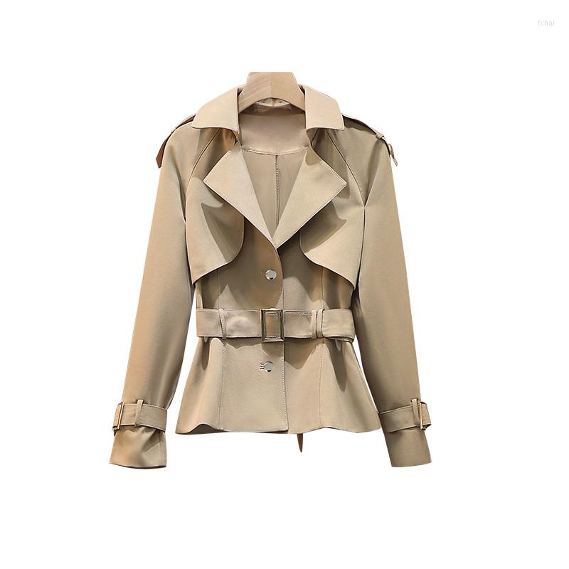 

Women's Trench Coats 2022Autumn Women's Windbreaker Coat Oversize Single-breasted Outerwear Long Sleeve Overcoat Short Women Clothing, Black