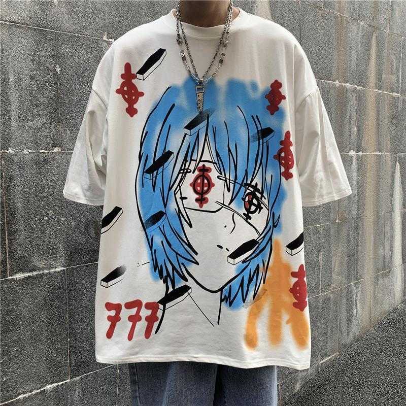 

Men's T-Shirts Graffiti Graphic Men Hip Hop Harajuku Tee Shirt Plus Size White Y2k Oversize Tshirts Women Short Sleeve Teenagers Tops G221103, Black