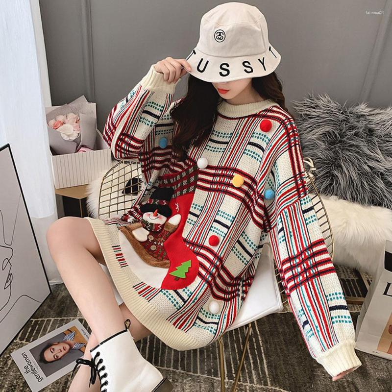 

Women's Sweaters Winter Ugly Christmas Pullover Women Jumper Knitted Lovers Red Sweater Long Sleeve O-neck Snowman Top