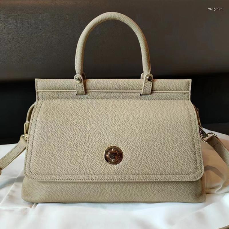 

Evening Bags Fashion Commuter Frame Tote Grey Genuine Real Leather Women Handbag 2 Main Pockets Messenger Bag 2022, Black