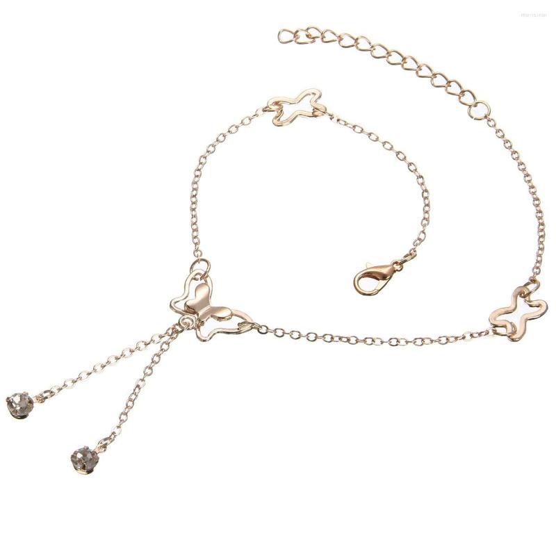 

Anklets Elegant Butterfly Anklet Rose Gold Color Tassel Chain Beach Foot Sandal Chic Crystal Charms For Jewelry Gifts Women