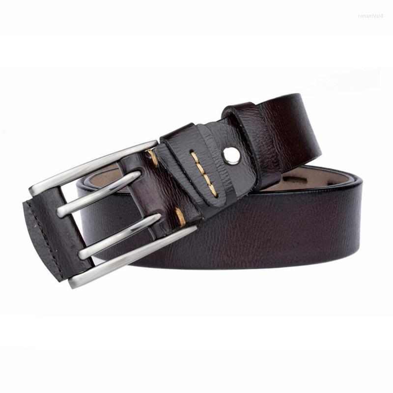 

Belts Men Wide Genuine Leather Belt High Quality Fashion Double Pin Buckle For Jeans Luxury Casual Strap Cinturones Para Hombre, Black