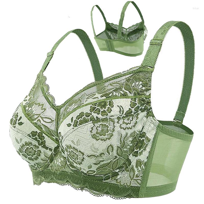 

Bras Womens Ultra Thin Bra Full Coverage Non-Padded Underwire Lace Lingerie For Female 34 36 38 40 42 44 46 48 C D E F G H, Green