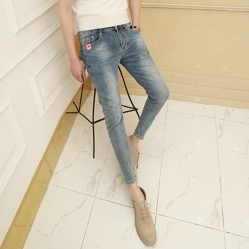 

Men's Pants 2022 Fashion Street Casual Retro Blue Jeans Men's Slim Feet Korean Simple Youth Stretch Teenagers Pencil