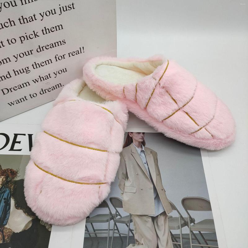

Slippers Women Conchas SlippersMexican Bread Pan DulceHuaraches Indoor Floor Home Shoes Bedroom Warm Soft, Pink