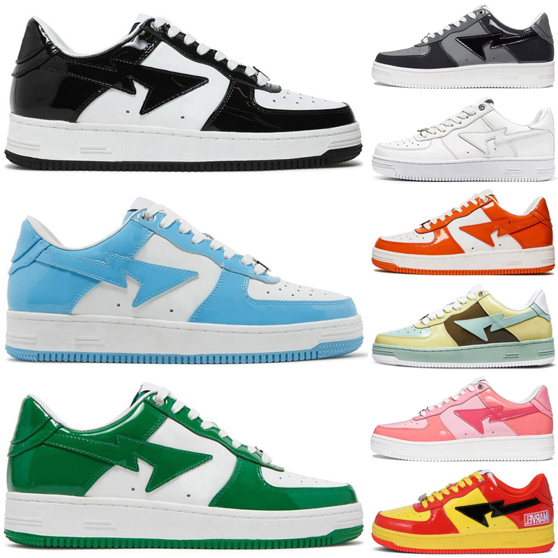 

bapestas sk8 sta low baped casual shoes bapesta mens womens Black Triple white green Patent Camo Combo Pink red Orange shoe lows trainers sports sneakers, #3