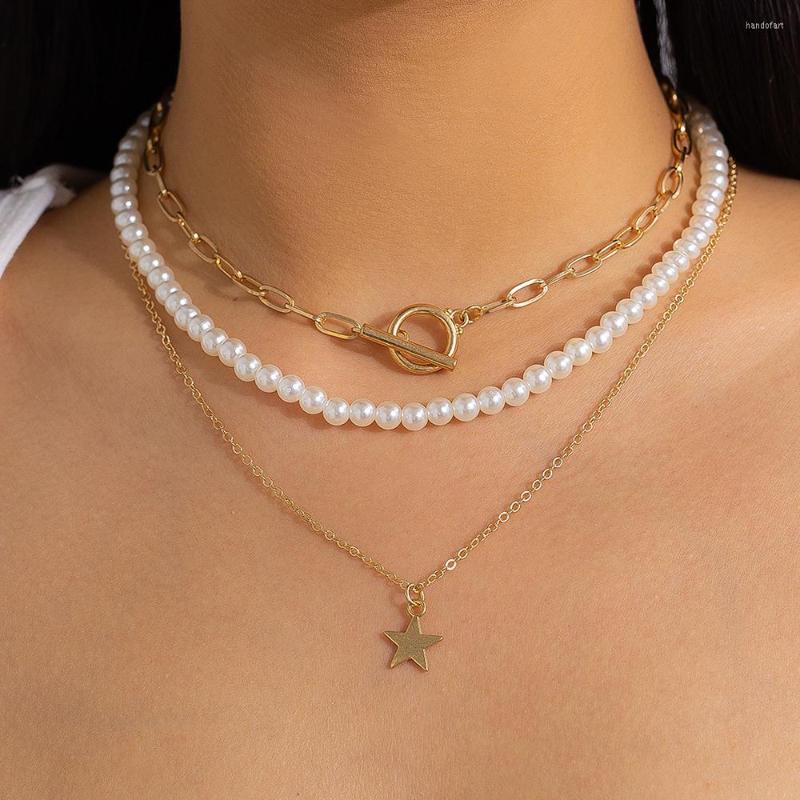 

Pendant Necklaces Lacteo Classic Multilayer Star Necklace For Women Jewelry Beaded Choker Clavicle Neck Chain Girl Lady Party Accessories