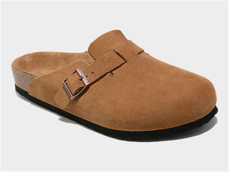 

Womens slippers designer scuffs sandals casual shoes wear leather cork half slippers, Bk 1