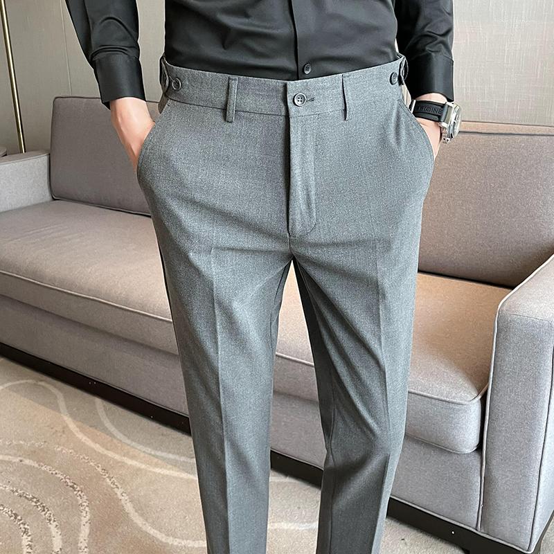 

Men's Suits Autumn Business Formal Dress Pants Men Classic Solid Color Casual Slim Suit Office Social Trousers Streetwear Clothing, Black