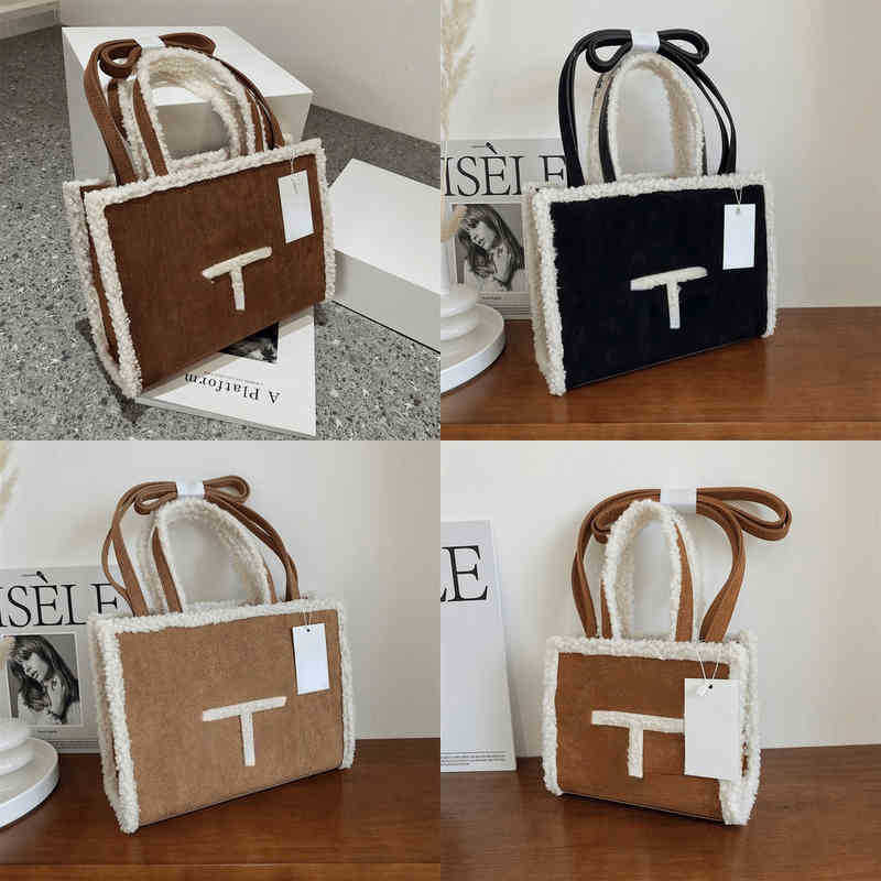 

Totes womens tote bag design handbag Brand Winter Shopping Fluffy Large Logo Capacity Designer Bag Purse Luxury Purses Soft Fur Plush 1222, Black large