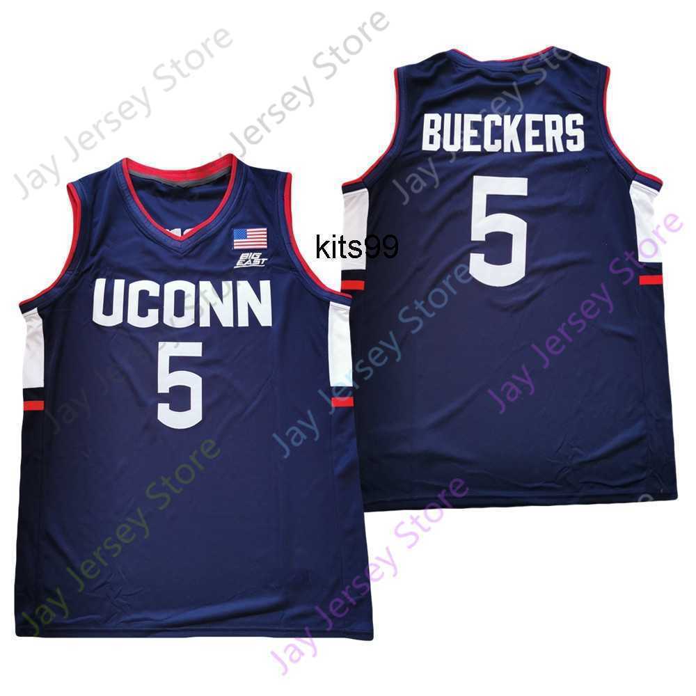 

2021 New NCAA Connecticut UConn Huskies Basketball Jersey 5 Paige Bueckers College Navy Size Youth Adult, As pic