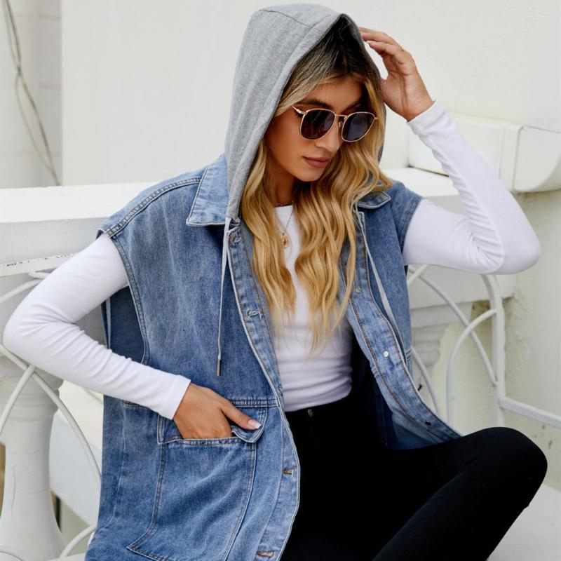

Women' Vests Jean Coat Loose Fit Sleeveless Jacket Women, Blue