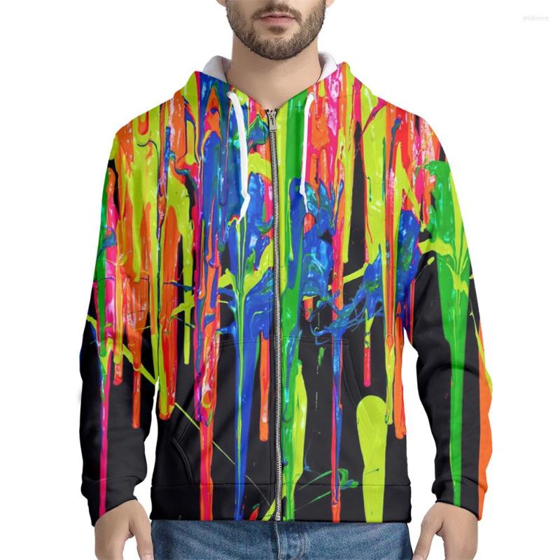 

Men's Hoodies Nopersonality Winter Thickened Graffiti Sweater Comfortable Men Oil Color Hooded Zipper Coat Leisure Sports Warm Jacket, Amdb1017 grm