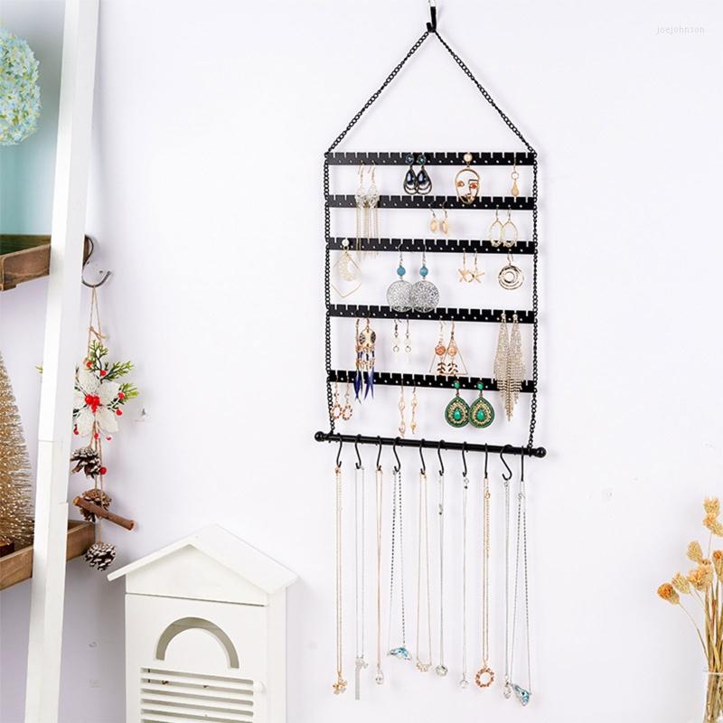 

Jewelry Pouches R2LE Six-layer Wrought Iron Earrings Display Solid Shelf Shape Necklace Rack Showcase Stand