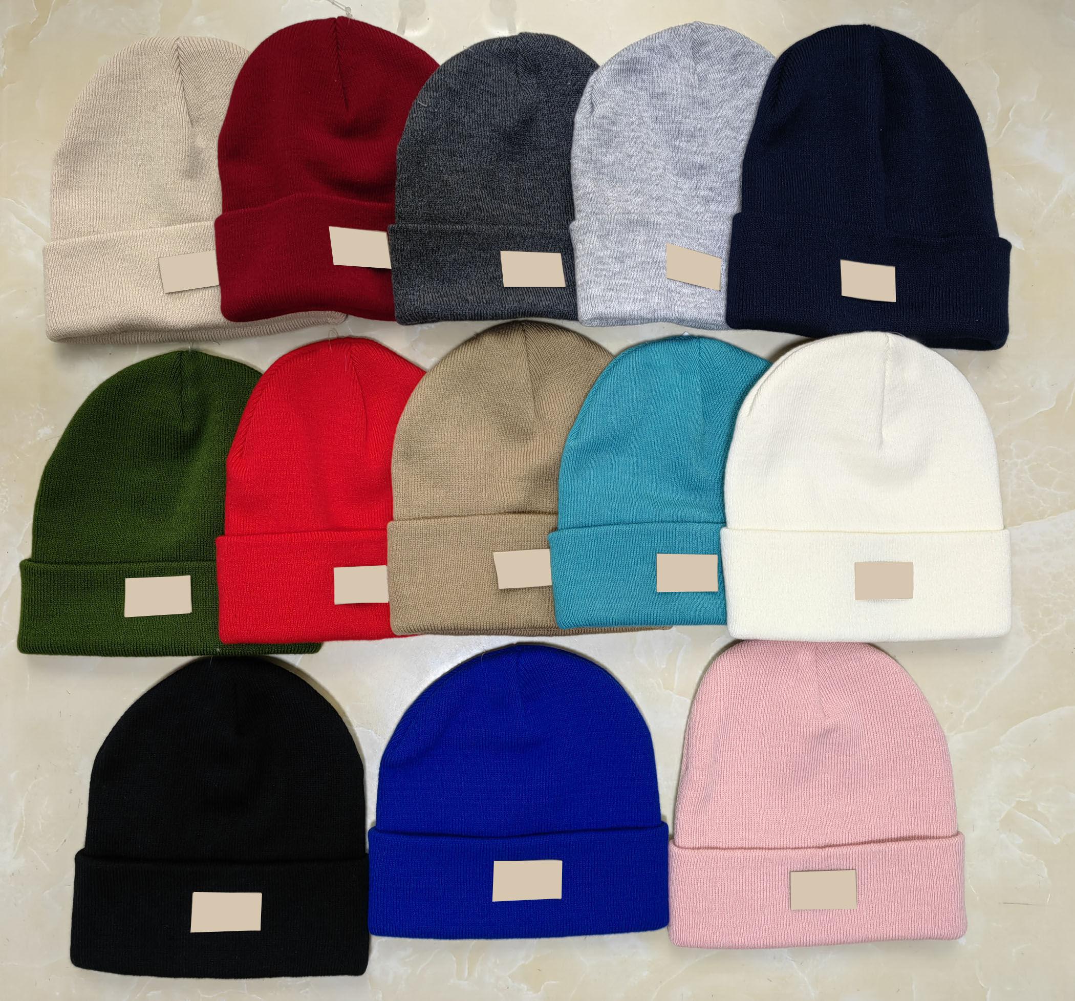 

10pcs Spring new year woman man Fall Winter Double knit hat with hem gilrs Fashion Beanies Skullies Chapeu Caps Cotton Gorros Wool warm Student couple hat 13colors