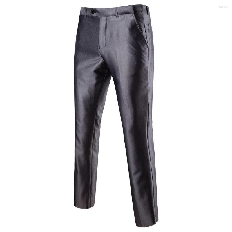 

Men's Suits British Style Solid Business Casual Suit Pants Men Clothing Simple All Match Formal Wear Office Trousers Wedding Straight Grey, Gray