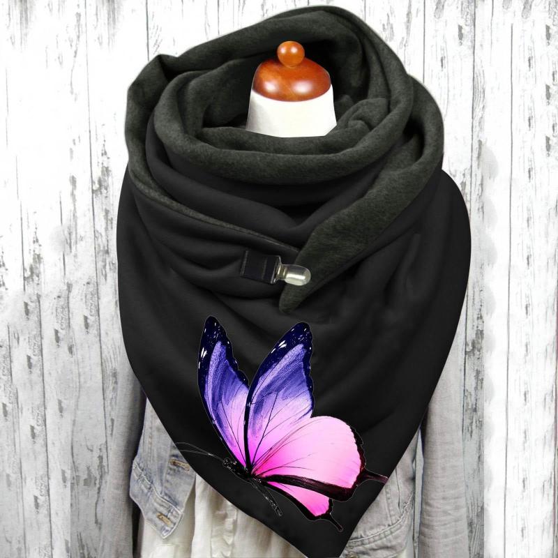 

Scarves Satin Scarf Sleep Women Butterfly Print Cotton Winter Warm Button Up Trendy Hair