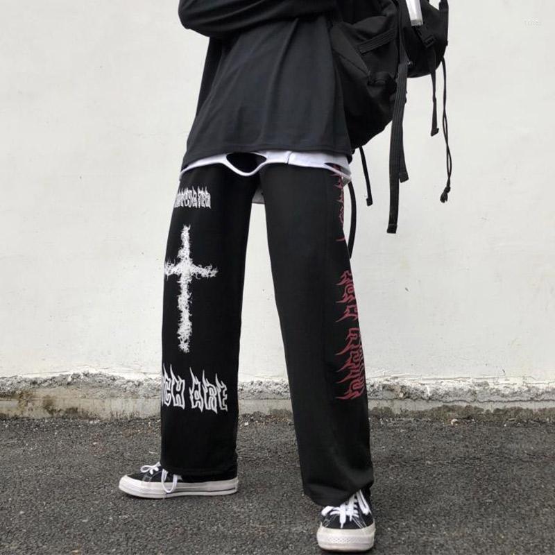 

Women' Pants Gothic Japanese Casual Sweatpants Graffiti Anime Punk Hippie Wide Leg Trouser Harajuku High Street Streetwear