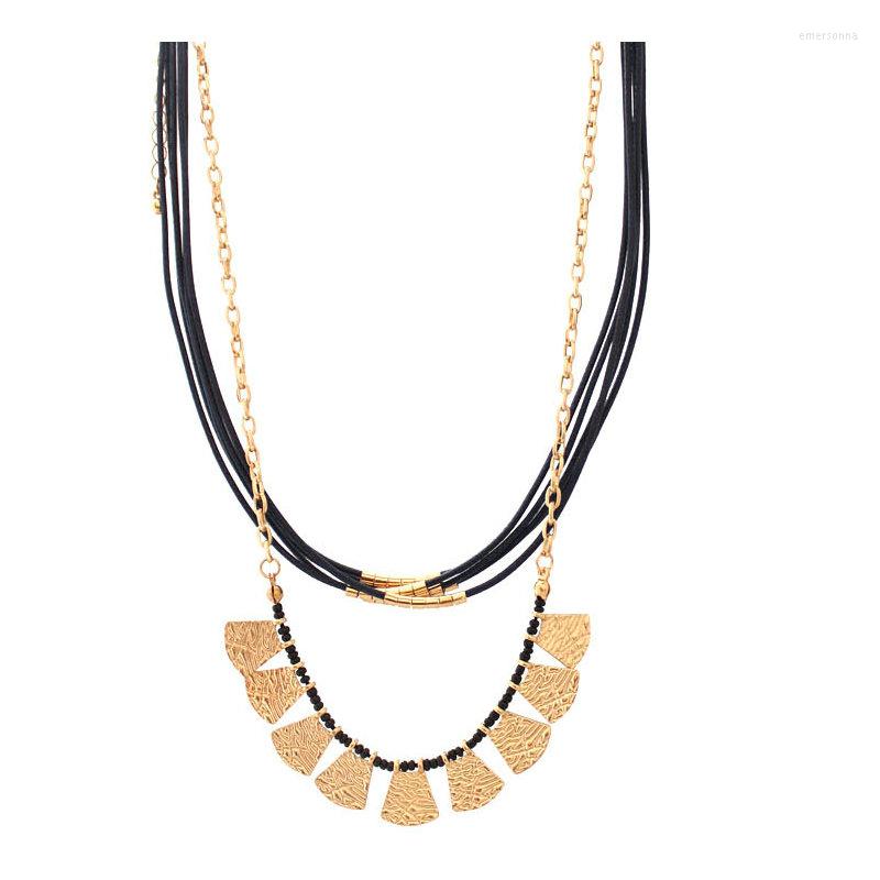 

Choker J056 BIGBING Fashion Jewelry Black Layered Chain Golden Tassel Short Necklace Wholesale