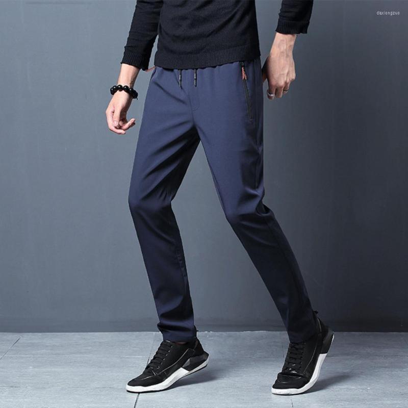

Men's Pants 3 Colors Thin Men Solid Color Sweatpants Elastic For Work, Grey