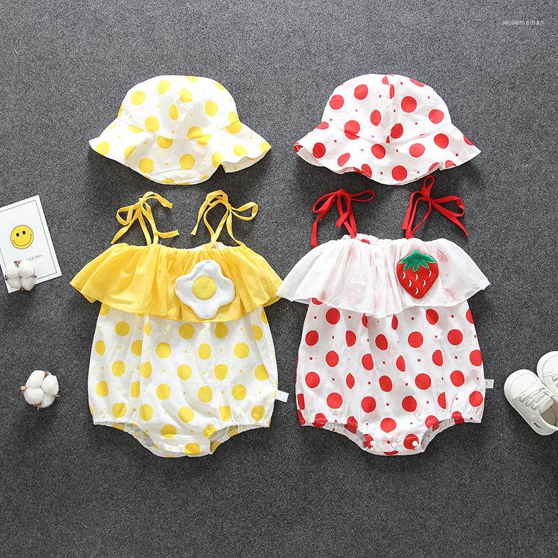 

Clothing Sets Summer Born Baby Girl Clothes Outfits Jumpsuit Hat For Infant Girls Polka Dot Rompers Birthday, Yellow