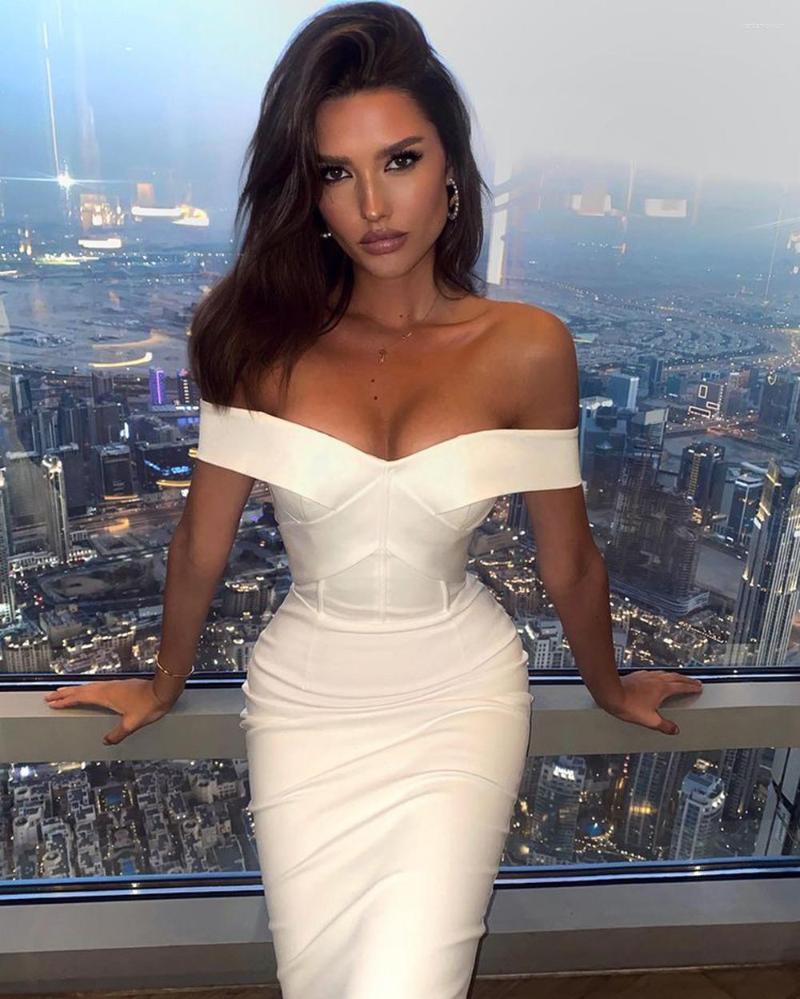 

Casual Dresses Celebrity Bandage Dress Summer White Sexy Off Shoulder Slim Chic Backless Elegant Fashion Evening Party Vestidos, Sky blue