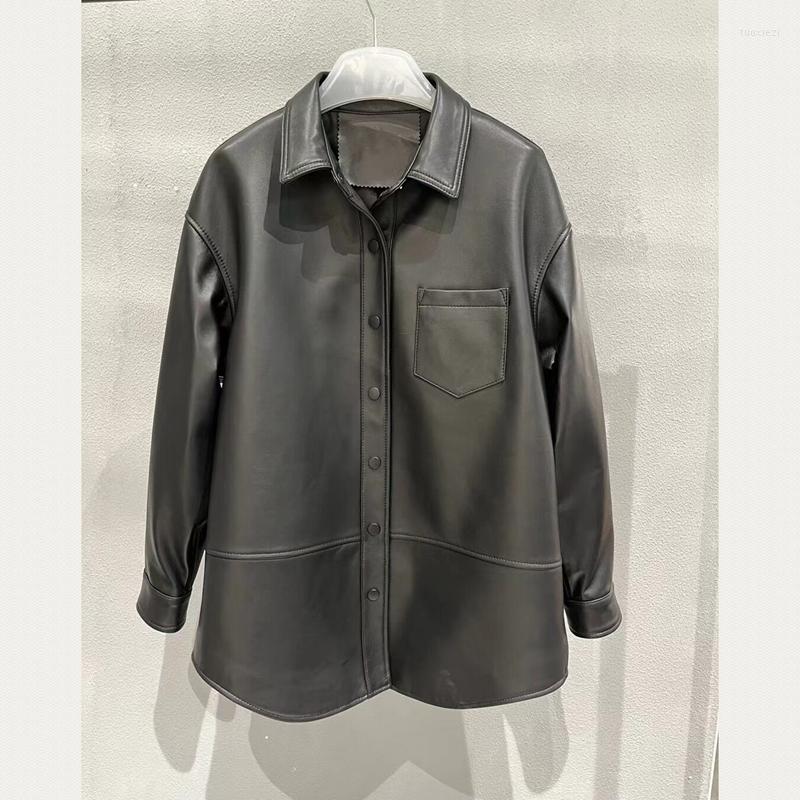 

Women' Leather Women Coat Sheepskin Jacket 2022 Fashion Natural H901, Black