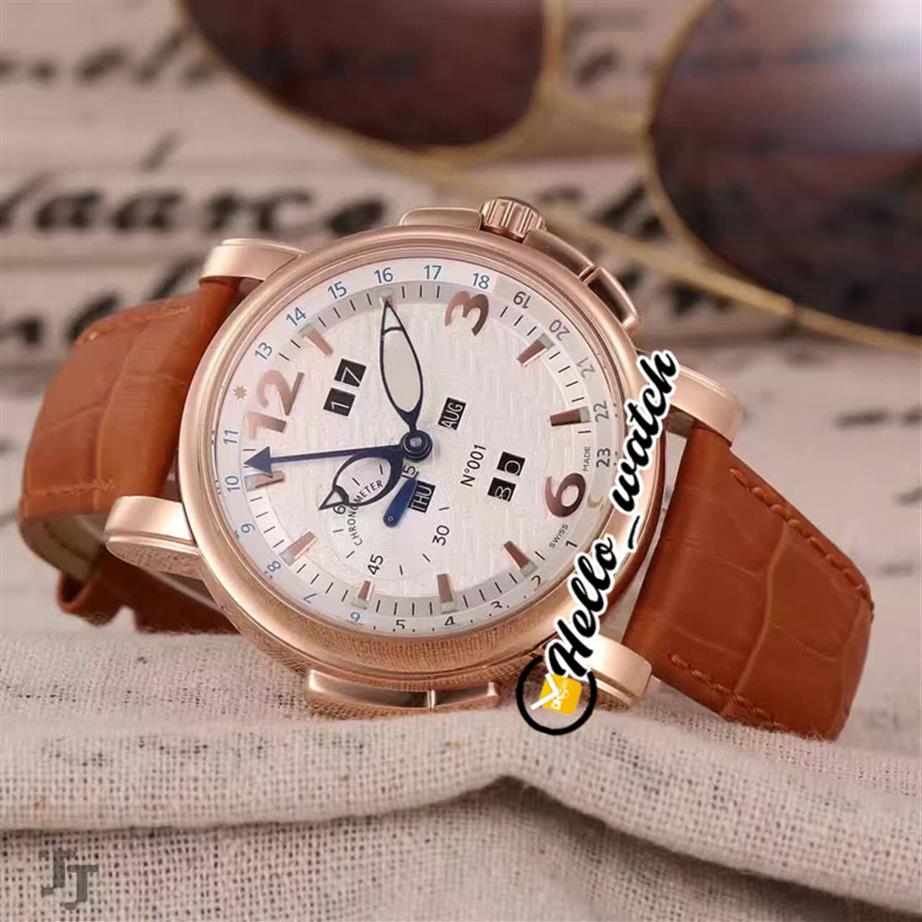 

New Perpetual Calendar 322-66 91 White Dial Automatic Mens Watch Leather Strap Rose Gold Case Brown Leather Strap Watches HWUN Hel283k, U-a39d