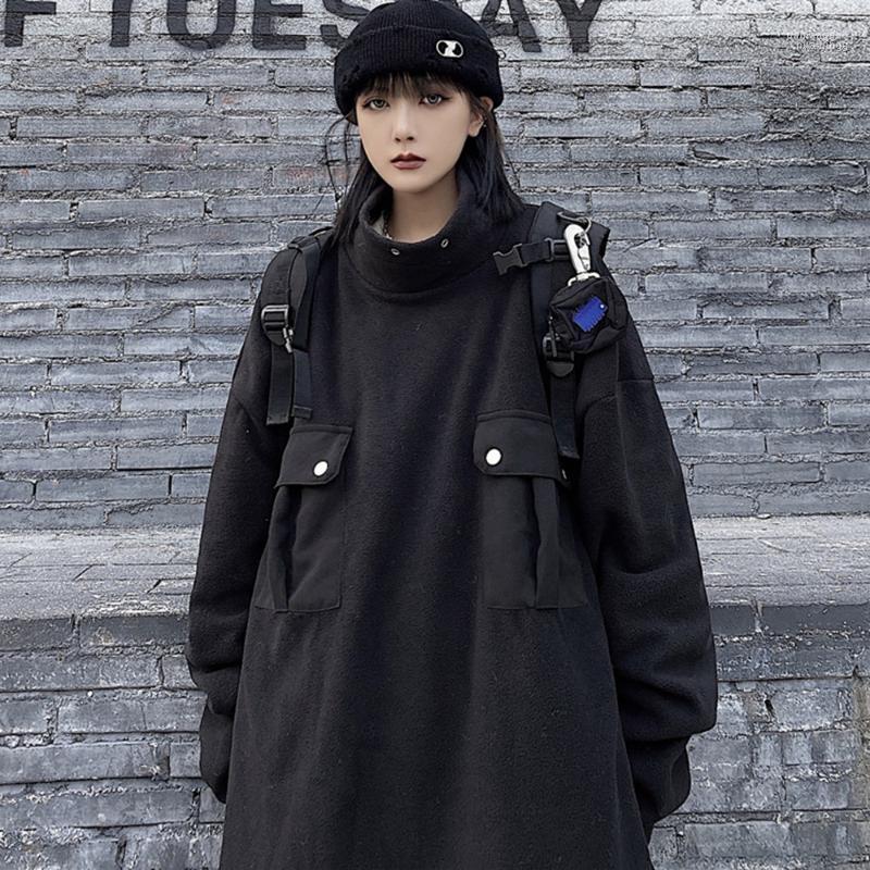 

Women's Hoodies Gothic Hoodie Loose Fashion Hipster Creative Designer Thick Thin Winter Autumn Pocket Fleece Long Sleeve Turtleneck Top, Black