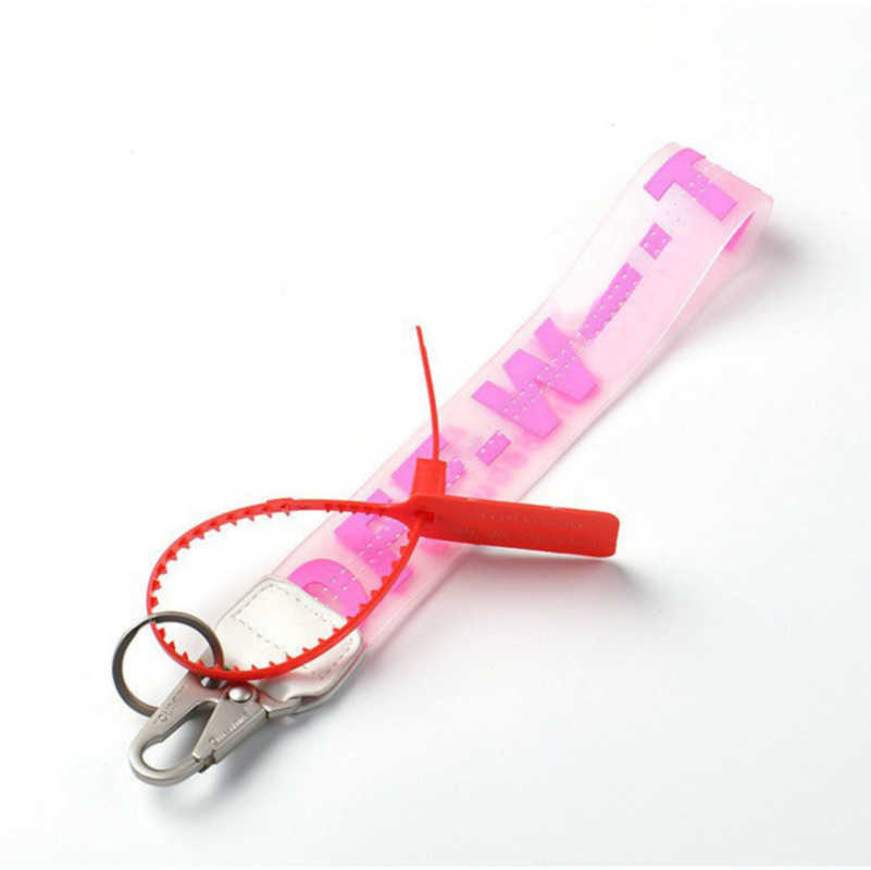 

Fashion Luxury White Key Rings Brand Keychains Clear Rubber Jelly Letter Print Keys Ring Classic Men Women Canvas Keychain Camera Pendant Belt 3.5x25cm Keyring H3qe