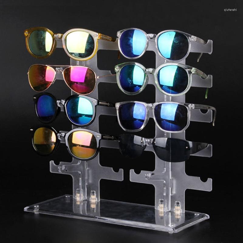 

Jewelry Pouches 634D Two Row Sunglasses Rack 10 Pairs Glasses Holder Display Stand Transparent